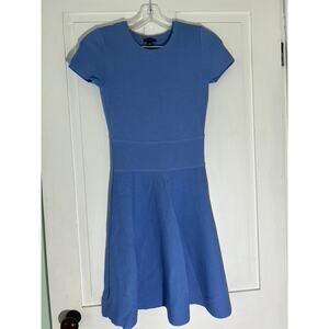 Ann‎ Taylor Knit Fit & Flare Dress XS Blue Short Sleeve Casual Career